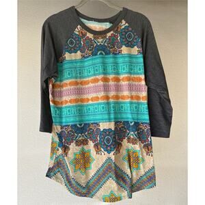 Lularoe Women’s Randy Turquoise Stripes, 3/4 Sleeves Sz Large